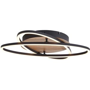 Qazqa - Ceiling Lamp Black with Walnut Wood Incl. led 3-Step Dimmable 2-Light - Kane Qazqa - Ceiling Lamp Black with Walnut Wood Incl. led 3-Step Dimmable 2-Light - Kane