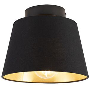 Qazqa Black Fabric Shade Ceiling Light - Interior Lighting Qazqa Black Fabric Shade Ceiling Light - Interior Lighting