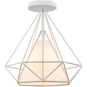 Axhup - Ceiling Light Ø25cm Diamond, Vintage Industrial Metal Ceiling Lamp, Chandelier with Lampshade for Living Room Hallway White 1PCS Axhup - Ceiling Light Ø25cm Diamond, Vintage Industrial Metal Ceiling Lamp, Chandelier with Lampshade for Living Room Hallway White 1PCS