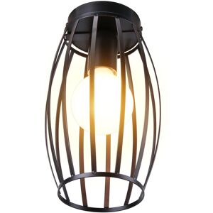 Axhup - Ceiling Light, Industrial Waist Drum Shaped Ceiling Lamp with Metal Cage, Vintage Chandelier for Living Room Dining Room (Black) Axhup - Ceiling Light, Industrial Waist Drum Shaped Ceiling Lamp with Metal Cage, Vintage Chandelier for Living Room Dining Room (Black)