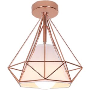 Axhup - Ceiling Lighting Fitting Vintage, Ø25cm Diamond Metal Ceiling Lamp, Industrial Chandelier with Lampshade for Living Room Hallway Rose Gold Axhup - Ceiling Lighting Fitting Vintage, Ø25cm Diamond Metal Ceiling Lamp, Industrial Chandelier with Lampshade for Living Room Hallway Rose Gold