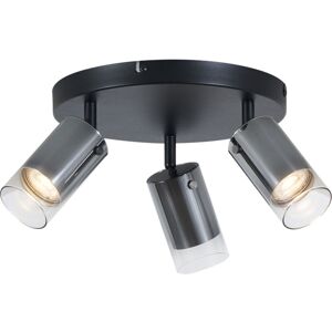 QAZQA Ceiling Spotlight Gunmetal Round 3-Lights Rotatable and Adjustable - Drain QAZQA Ceiling Spotlight Gunmetal Round 3-Lights Rotatable and Adjustable - Drain