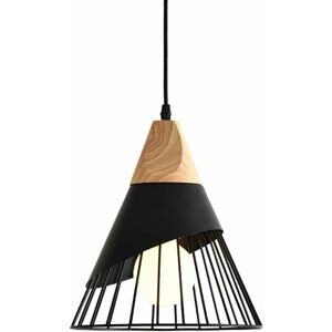 Héloise - Chandelier Pendant Lamp Iron Wood Cage Creative Cone Modern Black Lighting Indoor Restaurant Living Room Bedroom Study Entrance Light Héloise - Chandelier Pendant Lamp Iron Wood Cage Creative Cone Modern Black Lighting Indoor Restaurant Living Room Bedroom Study Entrance Light