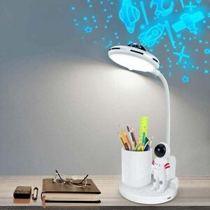 TEHTUY Children's Desk Lamp, Dimmable Wireless Table Lamp, Rechargeable Desk Lamp with Projection and Pen Holder, LED Reading Lamp TEHTUY Children's Desk Lamp, Dimmable Wireless Table Lamp, Rechargeable Desk Lamp with Projection and Pen Holder, LED Reading Lamp
