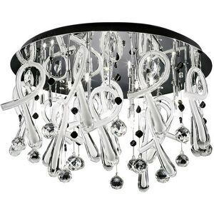 Diyas - Inspired Clearance - Class Flush Ceiling Round 20 Light G4 Polished Chrome/White Glass/Crystal, not led/cfl Compatible Diyas - Inspired Clearance - Class Flush Ceiling Round 20 Light G4 Polished Chrome/White Glass/Crystal, not led/cfl Compatible