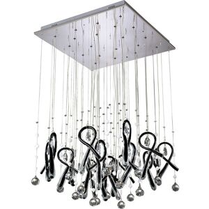 DIYAS Inspired Clearance - Class Pendant Square 20 Light G4 Polished Chrome/Black Glass/Crystal, not led/cfl Compatible DIYAS Inspired Clearance - Class Pendant Square 20 Light G4 Polished Chrome/Black Glass/Crystal, not led/cfl Compatible