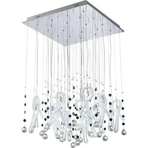 DIYAS Inspired Clearance - Class Pendant Square 20 Light G4 Polished Chrome/White Glass/Crystal, not led/cfl Compatible DIYAS Inspired Clearance - Class Pendant Square 20 Light G4 Polished Chrome/White Glass/Crystal, not led/cfl Compatible