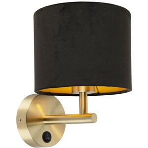 Qazqa Modern Wall Lamp - Black Velvet, Gold Interior - Classic Style Qazqa Modern Wall Lamp - Black Velvet, Gold Interior - Classic Style