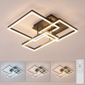 COMELY Black Sand Acrylic Square LED Ceiling Light with 3 Spotlights, 48W, Dimmable 3000K-6500K Tunable White, RA80, 60x58x15.5cm COMELY Black Sand Acrylic Square LED Ceiling Light with 3 Spotlights, 48W, Dimmable 3000K-6500K Tunable White, RA80, 60x58x15.5cm