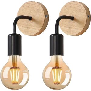 Comely - Set of 2 Indoor Wall Sconces, E27 Wooden Wall Lamps, Wall Light for Living Room, Bedroom - Black (Bulb Not Included) Comely - Set of 2 Indoor Wall Sconces, E27 Wooden Wall Lamps, Wall Light for Living Room, Bedroom - Black (Bulb Not Included)