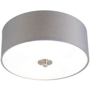 Qazqa Modern Rustic Gray Ceiling Light - Drum Qazqa Modern Rustic Gray Ceiling Light - Drum