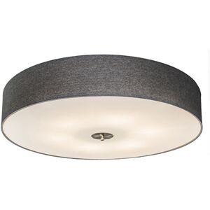 QAZQA Modern Rustic Ceiling Light Drum Jute 70cm - Gray - E27 QAZQA Modern Rustic Ceiling Light Drum Jute 70cm - Gray - E27