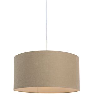 QAZQA Rustic Pendant Lamp with Beige Shade - LED Compatible QAZQA Rustic Pendant Lamp with Beige Shade - LED Compatible