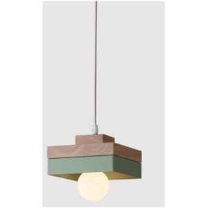 Wottes - Vintage Industrial Ceiling Pendant Light Fixture Metal Wooden Hanging Lamp Green Square Chandelier Lampshade Wottes - Vintage Industrial Ceiling Pendant Light Fixture Metal Wooden Hanging Lamp Green Square Chandelier Lampshade