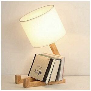 Héloise - Creative Robot Desk lamp, Adjustable can put books Wood Bedside lamp with fabric lamp shade E27 screw For kids bedroom office living room Héloise - Creative Robot Desk lamp, Adjustable can put books Wood Bedside lamp with fabric lamp shade E27 screw For kids bedroom office living room
