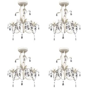 Bonnevie - Crystal Pendant Ceiling Lamp Chandeliers 4 pcs Elegant White VSVS7441998 Bonnevie - Crystal Pendant Ceiling Lamp Chandeliers 4 pcs Elegant White VSVS7441998