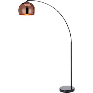 Teamson Home - Arquer 170cm Arc Floor Lamp with Faux Marble Base, Copper Teamson Home - Arquer 170cm Arc Floor Lamp with Faux Marble Base, Copper