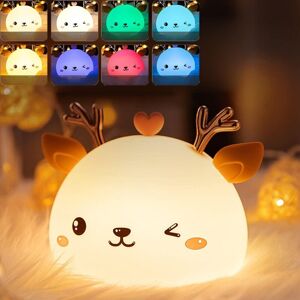 Longziming - Deer Shaped led Night Light, Portable Baby Night Light Silicone and Multicolor Breathable led Night Light, Soft Touch, Dimmable Touch Longziming - Deer Shaped led Night Light, Portable Baby Night Light Silicone and Multicolor Breathable led Night Light, Soft Touch, Dimmable Touch