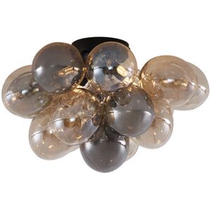QAZQA Design Ceiling Light Black with Amber and Smoke Glass 4-Lights - Uvas QAZQA Design Ceiling Light Black with Amber and Smoke Glass 4-Lights - Uvas