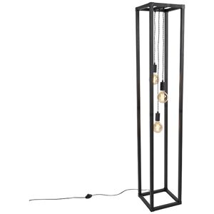 QAZQA Black 3-Light Floor Lamp - Cage QAZQA Black 3-Light Floor Lamp - Cage