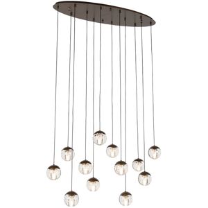 Qazqa - Design Pendant Lamp Dark Bronze with Clear Glass 12-Lights - Inge Qazqa - Design Pendant Lamp Dark Bronze with Clear Glass 12-Lights - Inge