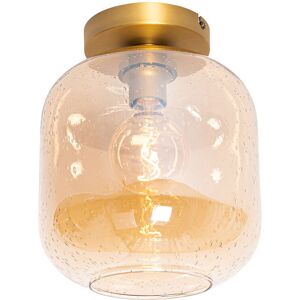 QAZQA Design Ceiling Light Brass and Amber Glass - Zuzanna QAZQA Design Ceiling Light Brass and Amber Glass - Zuzanna