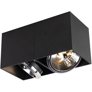 Qazqa Modern Rectangular Black 2-Light Ceiling Spotlight - Suitable for LED Qazqa Modern Rectangular Black 2-Light Ceiling Spotlight - Suitable for LED