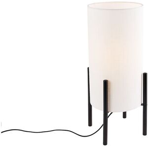 Qazqa Modern Black White Cylindrical Table Lamp - E27 Max 40W Qazqa Modern Black White Cylindrical Table Lamp - E27 Max 40W