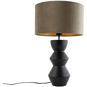 QAZQA QAZQA Design Velvet Table Lamp with Gold - Alisia QAZQA QAZQA Design Velvet Table Lamp with Gold - Alisia