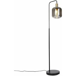 Qazqa Zuzanna Floor Lamp - Smoke Glass, Gold, Black - 150cm Qazqa Zuzanna Floor Lamp - Smoke Glass, Gold, Black - 150cm