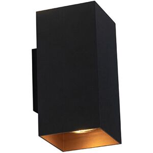 QAZQA Design Square Wall Light Black with Gold Interior - Sab QAZQA Design Square Wall Light Black with Gold Interior - Sab
