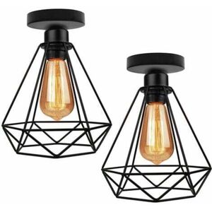 Axhup - Diamond Hanging Pendant Light, Industrial Ceiling Lamp with Metal Cage Lampshade, Retro Black Chanderlier for Kitchen Island Dining Room Axhup - Diamond Hanging Pendant Light, Industrial Ceiling Lamp with Metal Cage Lampshade, Retro Black Chanderlier for Kitchen Island Dining Room
