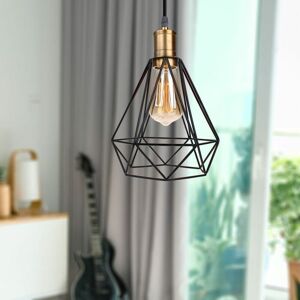 AXHUP Pendant Lighting Fitting, Vintage Industrial Metal Hanging Ceiling Lamp, Retro Classic Simple Chandelier with Diamond Cage Lampshade AXHUP Pendant Lighting Fitting, Vintage Industrial Metal Hanging Ceiling Lamp, Retro Classic Simple Chandelier with Diamond Cage Lampshade