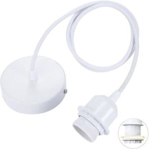 MCBOSON E27 pendant light with screw ring, 200cm adjustable textile cable, compatible with lampshades, ideal socket for kitchen, living room MCBOSON E27 pendant light with screw ring, 200cm adjustable textile cable, compatible with lampshades, ideal socket for kitchen, living room