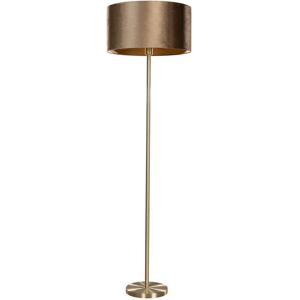 QAZQA Floor Lamp Brass with Velvet Shade Bronze 50cm - Simplo QAZQA Floor Lamp Brass with Velvet Shade Bronze 50cm - Simplo