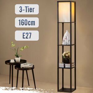 Puluomis - Floor Lamp,3-Tier Wooden Shelf,Standing Light with Display Shelves, Black, Without Bulb Puluomis - Floor Lamp,3-Tier Wooden Shelf,Standing Light with Display Shelves, Black, Without Bulb