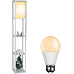 Puluomis - Floor Lamp,3-Tier Wooden Shelf,Standing Light with Display Shelves, White, With Bulb Puluomis - Floor Lamp,3-Tier Wooden Shelf,Standing Light with Display Shelves, White, With Bulb