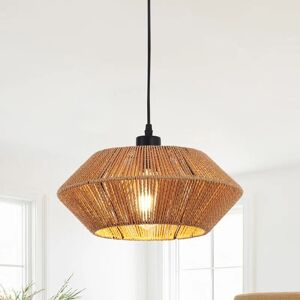 Ganeed - Woven Plug in Pendant Light with Handmade Ratten, Dimmable Switch, Natural Basket Hanging Lamp for Bedroom Kitchen Island Decor Farmhouse Ganeed - Woven Plug in Pendant Light with Handmade Ratten, Dimmable Switch, Natural Basket Hanging Lamp for Bedroom Kitchen Island Decor Farmhouse