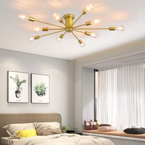Ganeed - 10 Lights Modern Sputnik Ceiling Chandelier Gold Industrial Ceiling Lamp Mid Century Semi Flush Mount Ceiling Light Fixture for Kitchen Ganeed - 10 Lights Modern Sputnik Ceiling Chandelier Gold Industrial Ceiling Lamp Mid Century Semi Flush Mount Ceiling Light Fixture for Kitchen
