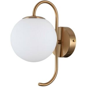 Gela - Industrial And Retro Wall Lamp Honey Brass 1 Light with White Shade, G9 - Italux Gela - Industrial And Retro Wall Lamp Honey Brass 1 Light with White Shade, G9 - Italux
