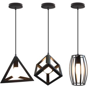 NORCKS Geometric Ceiling Light Retro Creative Pendant Light Metal Cage Ceiling Lamp For Bedroom Club Bar Black (3PCS) NORCKS Geometric Ceiling Light Retro Creative Pendant Light Metal Cage Ceiling Lamp For Bedroom Club Bar Black (3PCS)