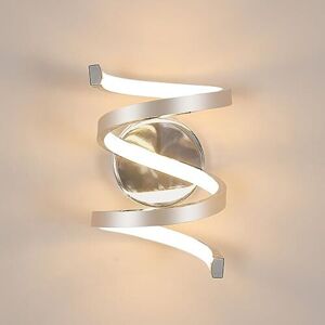 GOECO COECO Spiral Wall Lamp 19W, 3000K Warm White, Silver Plated 13x29cm for Corridor/Staircase/Bedroom - Energy-saving Modern Design, 220V, Easy to GOECO COECO Spiral Wall Lamp 19W, 3000K Warm White, Silver Plated 13x29cm for Corridor/Staircase/Bedroom - Energy-saving Modern Design, 220V, Easy to