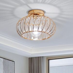 GOECO Gold French Crystal Ceiling Light, Geometric Shape Chandelier, 28x28x18cm, Bulb Not Included, European Style GOECO Gold French Crystal Ceiling Light, Geometric Shape Chandelier, 28x28x18cm, Bulb Not Included, European Style