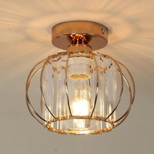 GOECO Modern Mini Crystal Ceiling Light - E27 Gold Crystal Lamp, Elegant Lighting Fixture for Bedroom, Kitchen, Porch - Dimensions 19 18cm (Bulbs not GOECO Modern Mini Crystal Ceiling Light - E27 Gold Crystal Lamp, Elegant Lighting Fixture for Bedroom, Kitchen, Porch - Dimensions 19 18cm (Bulbs not
