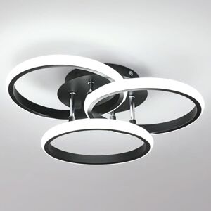 GOECO Triple circle design ceiling light, aluminum, black, 3 heads, diameter 40 cm, height 11.5 cm, with brightness control and remote control, 39W, GOECO Triple circle design ceiling light, aluminum, black, 3 heads, diameter 40 cm, height 11.5 cm, with brightness control and remote control, 39W,