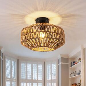 GOECO Vintage Bamboo Rattan Ceiling Light – E27, Max 60W, Ø30 cm Boho Pendant Lamp for Living Room, Bedroom, Kitchen (Bulb Not Included) GOECO Vintage Bamboo Rattan Ceiling Light – E27, Max 60W, Ø30 cm Boho Pendant Lamp for Living Room, Bedroom, Kitchen (Bulb Not Included)