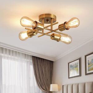 Ganeed - Gold Modern Ceiling Light Fixture Industrial 4-Light Ceiling Lamp Semi Flush Mount Chandelier Ceiling Lighting for Farmhouse Kitchen Bedroom Ganeed - Gold Modern Ceiling Light Fixture Industrial 4-Light Ceiling Lamp Semi Flush Mount Chandelier Ceiling Lighting for Farmhouse Kitchen Bedroom