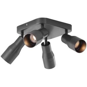 QAZQA Gunmetal Ceiling Spotlight GU10 50mm Square 4-Light - Stanley QAZQA Gunmetal Ceiling Spotlight GU10 50mm Square 4-Light - Stanley