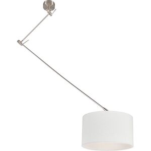 QAZQA Pendant Light Steel with Lampshade 35 cm White Adjustable - Blitz QAZQA Pendant Light Steel with Lampshade 35 cm White Adjustable - Blitz