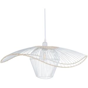 Beliani Pendant Lamp White Metal Rattan - Pendant Lamp Beliani Pendant Lamp White Metal Rattan - Pendant Lamp